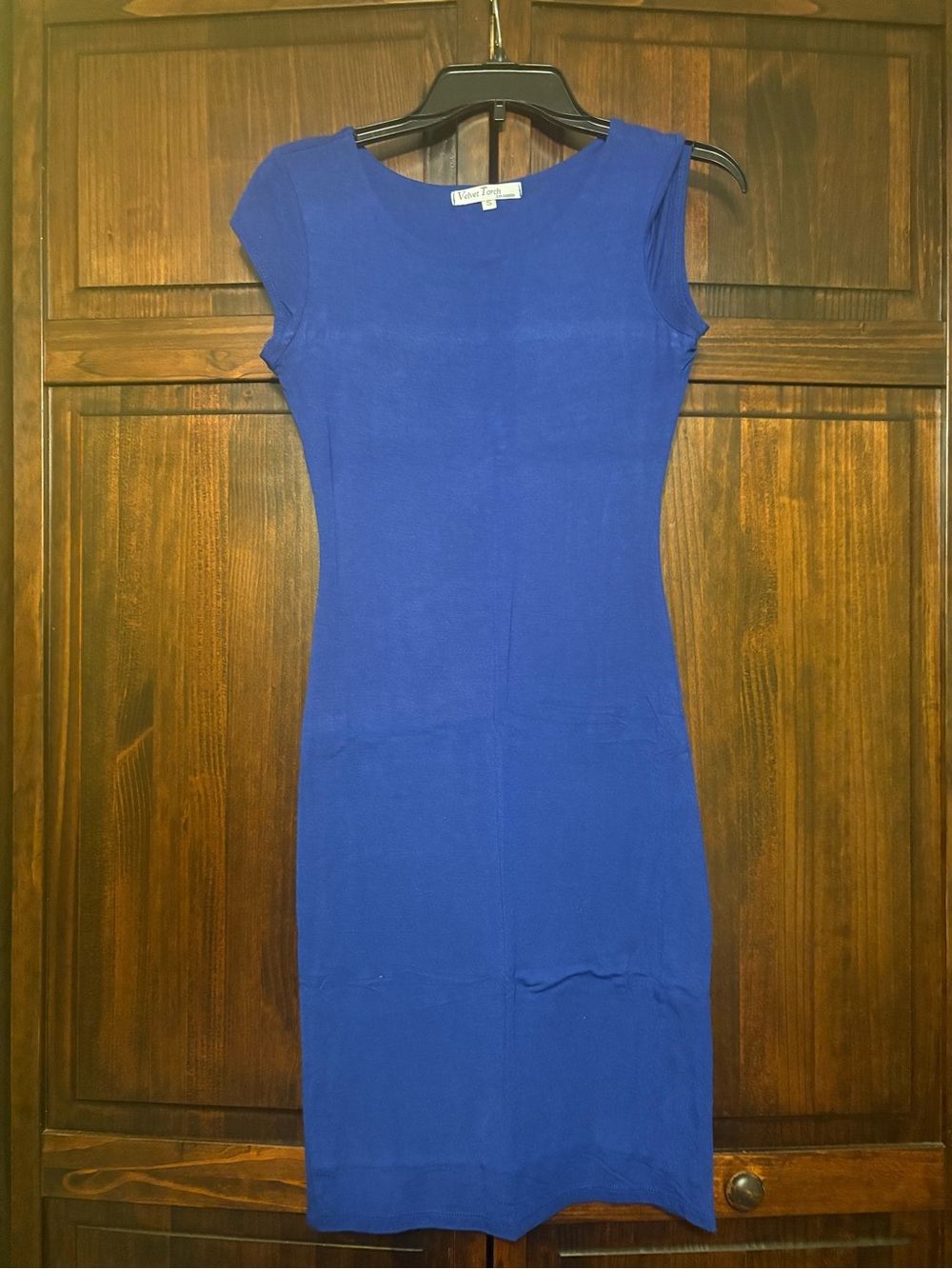 Velvet Torch Royal Blue Cap-Sleeve Sheath Dress